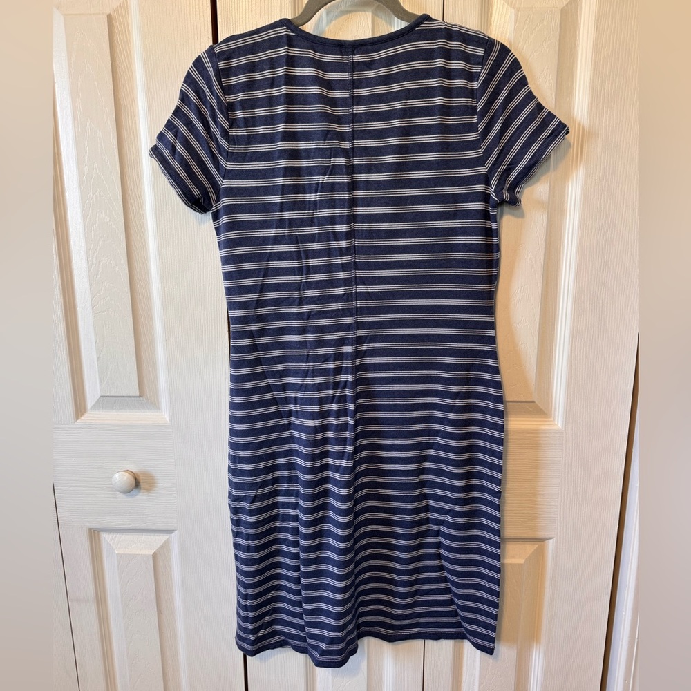 T by Talbots Navy and White Striped Twist Tie Sun Dress Size MP Short Sleeve - Picture 5 of 8